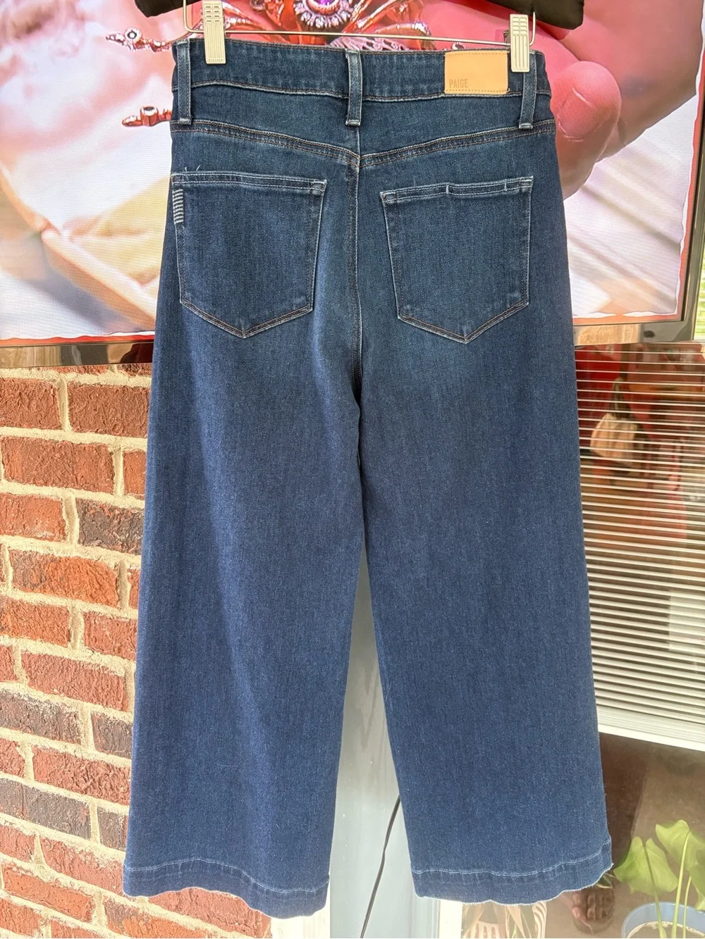 PAIGE Foreign Film Wide-Leg Cropped Jeans in Deep Blue - Picture 3 of 6